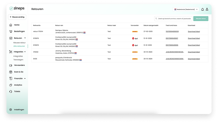 Retourlabels zonder handmatig werk